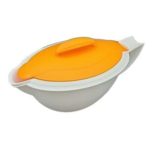 Tupperware Insulated Gravy Boat Server Legacy Saucy 3pc White & Orange 5168 5169